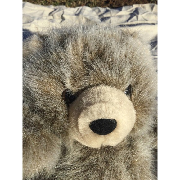 Vintage smile bear 7” 7 in stuffed animal grey gray cream 1991 90s - Picture 5 of 12